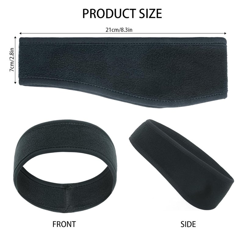 Gvhntk 4 Pcs Kids Ear Warmer Fleece Headband Winter Ear Warmer Headband Fleece Running Ear Muffs for Child Outside Running Sporting (Black,grey) - Image 2